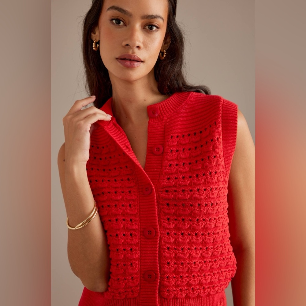 Damson Madder Aggie Knitted Tank in Red UK 10 / US 6 - Picture 10 of 15